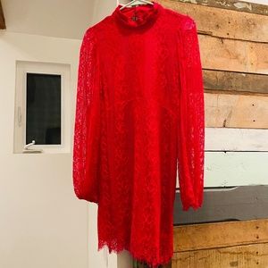 Anthropologie Maeve Red Lace Dress